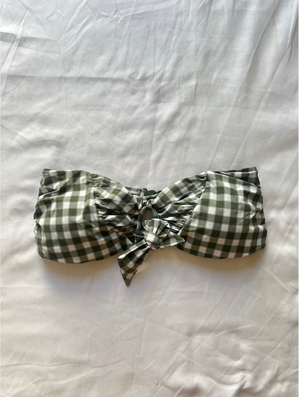 Seafolly Green Plaid Padded Bikini Top
